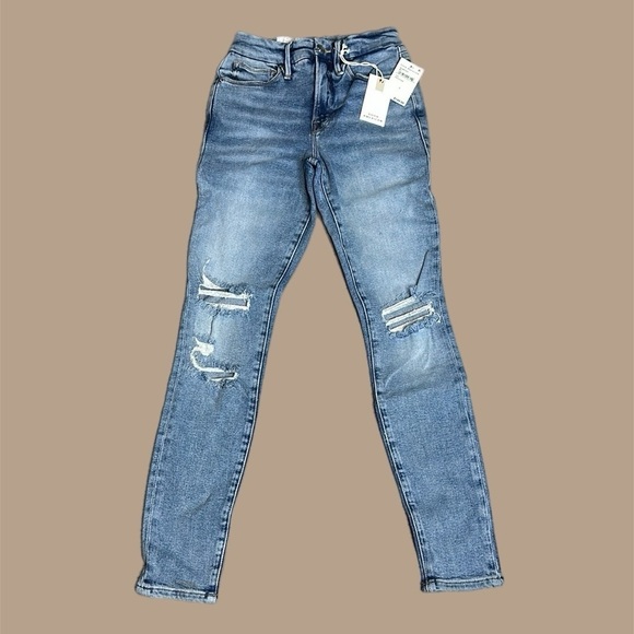 NWT Good American Good Legs Distressed High-Rise Skinny Jeans Shadow Pocket 2/26 - Picture 3 of 14
